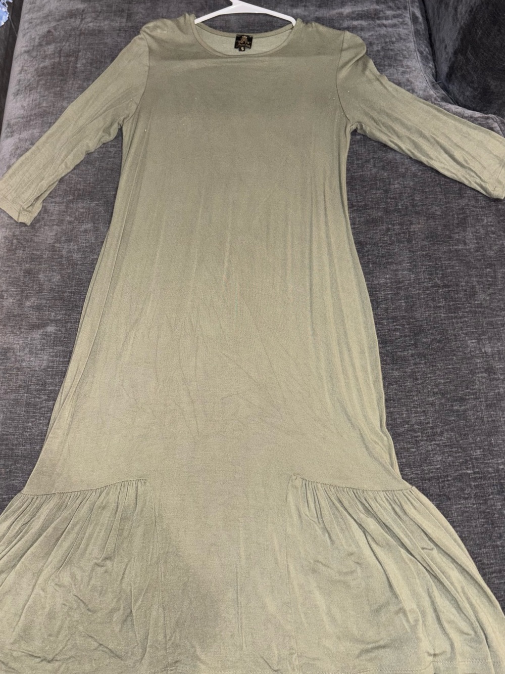 Sage Green Midi Dress with Flared Hem